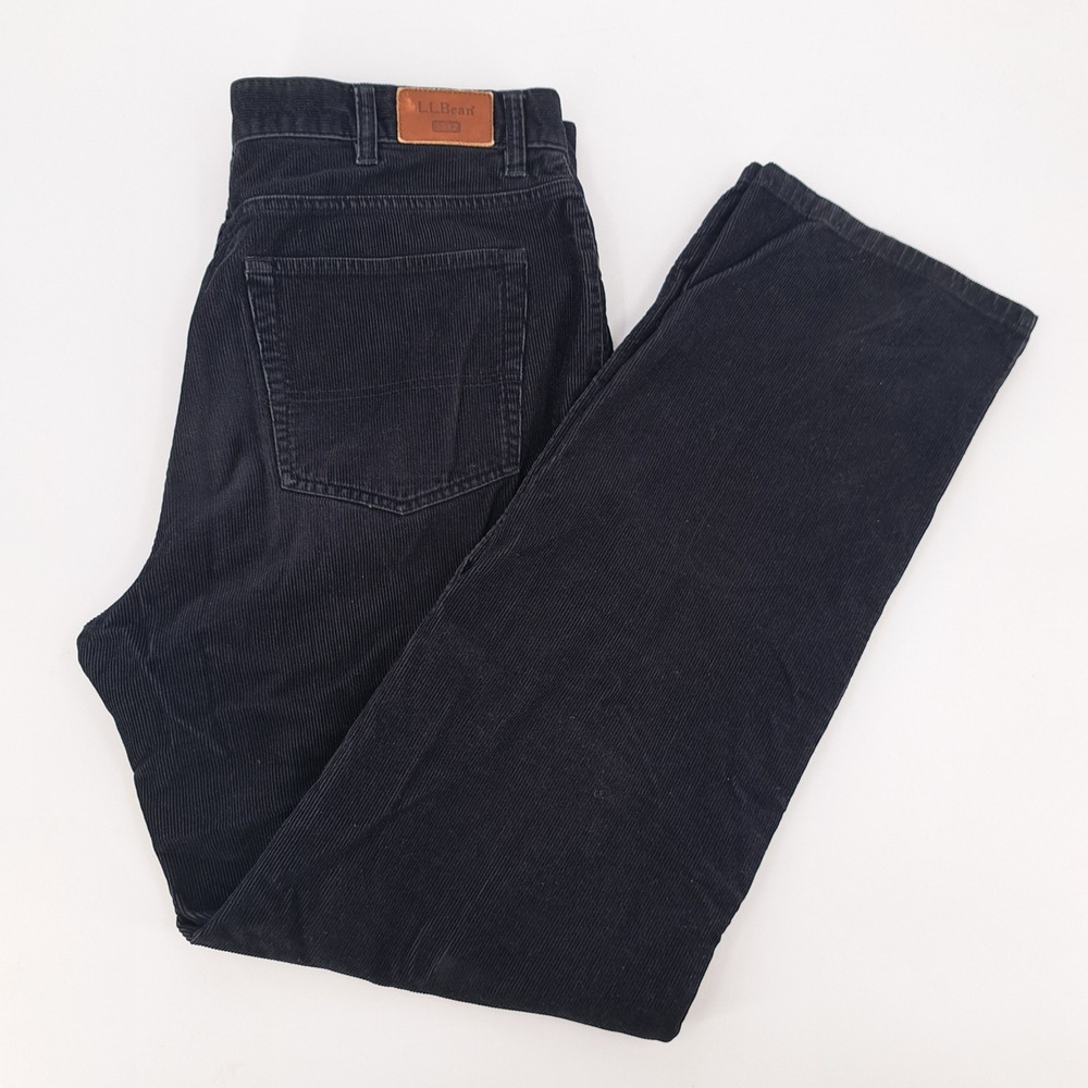 L.L. Bean Corduroy Pants Mens 38x34 100% Cotton Navy Blue Straight Leg 5-Pocket